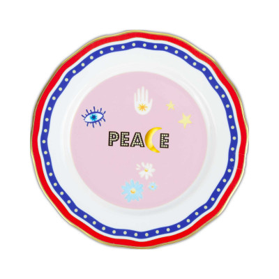  Baci Milano - Modello: Mamma Mia - Piatto frutta in porcellana dal design moderno ed elegante "Mano" - Colore: Multicolore - SKU: PLA3.MAM05 - Codice EAN: 8059793463020 