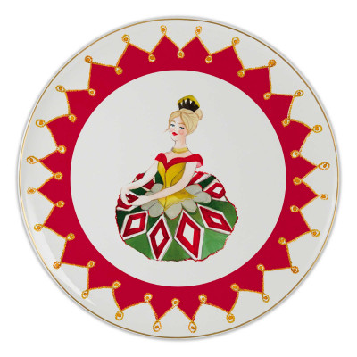  Baci Milano - Modello: Carol - Piatto frutta rotondo in porcellana - Colore: Bianco/Rosso - SKU: XPLA3.CAR01 - Codice EAN: 8056209632995 