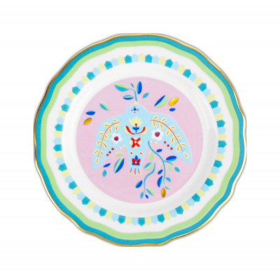  Baci Milano - Modello: Mamma Mia - Piatto per pane in porcellana dal design moderno ed elegante "Uccellino" - Colore: Multicolore - SKU: PLA4.MAM03 - Codice EAN: 8059793463068 
