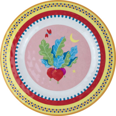  Baci Milano - Modello: Mamma Mia - Piatto piano in melammina dal design moderno - Colore: Rosa - SKU: PL1.MAM01 - Codice EAN: 8059793464539 