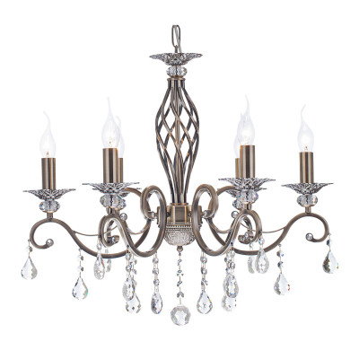  Maytoni - Modello: Grace - Lampadario con 6 braccia in metallo con pendenti in cristallo - Colore: Ottone - Attacco Lampadina: E14 - 6 Lampadine - Watt 60W - Dimmerabile: NO - Grado di Protezione: IP20 - SKU: RC247-PL-06-R - Codice EAN: 4251110017723 