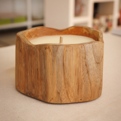  Bizzotto - Modello: Akabe - Candela con portacandela in legno - Colore: Legno Naturale - SKU: B0680560 - Codice EAN: 8051836409897 