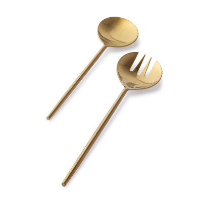  Bizzotto - Modello: Bronte - Set 2 pezzi posate per insalata - Colore: Oro - SKU: B0555438 - Codice EAN: 8051836751934 