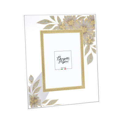  Bongelli Preziosi - Modello: Fiori - Cornice portafoto in vetro dal design moderno - Foto 13x18 - SKU: CR424 