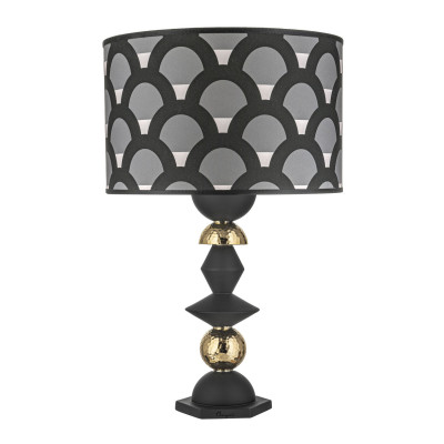  Bongelli Preziosi - Modello: Liberty - Lampada da tavolo in amrmorino con paralume in tessuto nero e bianco - Attacco Lampadina: E27 - 1 Lampadina - Watt 60W - Dimmerabile: NO - Grado di Protezione: IP20 - Classe Energetica: A - SKU: ME2672 