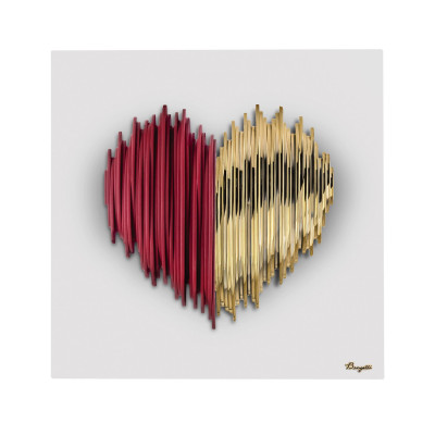  Bongelli Preziosi - Modello: Cuore Stilizzato - Quadro moderno con pannello in legno e cuore in marmorino - Tema Quadro: Astratti - Realizzazione Quadro: Pannelli in Legno - SKU: ME2692/2 