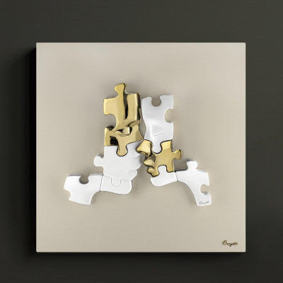  Bongelli Preziosi - Modello: Puzzle - Quadro moderno con pannello in legno e soggetto con visi in marmorino - Tema Quadro: Array - Realizzazione Quadro: Pannelli in Legno - SKU: ME2706 