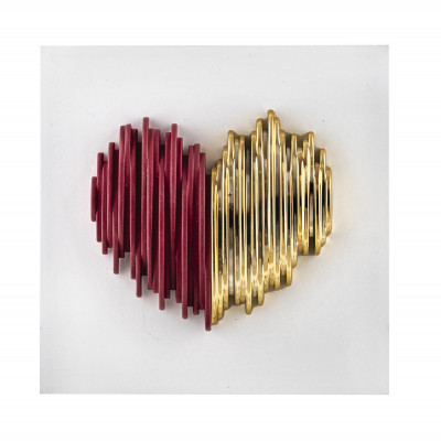  Bongelli Preziosi - Modello: Cuore Stilizzato - Quadro piccolo moderno con pannello in legno e cuore in marmorino - Tema Quadro: Figurativi - Realizzazione Quadro: Pannelli in Legno - SKU: ME2692/1 