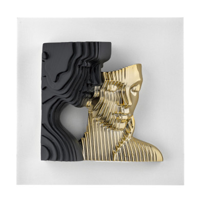  Bongelli Preziosi - Modello: Coppia Stilizzata - Quadro piccolo moderno con pannello in legno e volti in marmorino - Tema Quadro: Array - Realizzazione Quadro: Pannelli in Legno - SKU: ME2693/1 