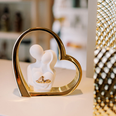  Bongelli Preziosi - Modello: Cuore - Scultura grande in marmorino con cuore e coppia con scritta love - SKU: ME2694/2 