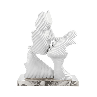  Bongelli Preziosi - Modello: Bacio Stilizzato - Scultura in marmorino grande con base marmo bianco - Colore: Bianco - SKU: ME2691/2MAB 