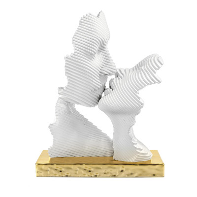  Bongelli Preziosi - Modello: Bacio Stilizzato - Scultura in marmorino piccola con base oro - SKU: ME2691/1OP 