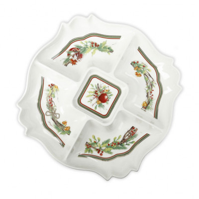  Brandani - Modello: Carol - Antipastiera con 4 scomparti in porcellana - Colore: Bianco - SKU: B89976 - Codice EAN: 8029722899763 