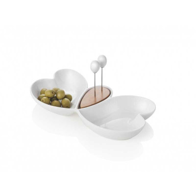  Brandani - Antipastiera in porcellana a forma di cuori - Colore: Bianco - SKU: B54141 - Codice EAN: 8029722541419 