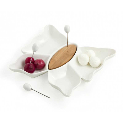  Brandani - Antipastiera in porcellana con forchettine - Colore: Bianco - SKU: B55755 - Codice EAN: 8029722557557 