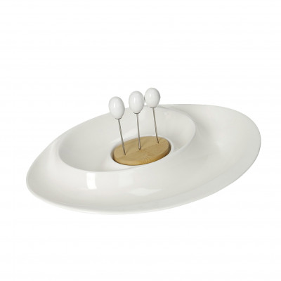  Brandani - Antipastiera in porcellana dal design moderno ed elegante "Andromeda" - Colore: Bianco - SKU: B52914 - Codice EAN: 8029722529141 