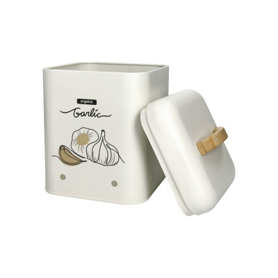  Brandani - Modello: Garlic - Barattolo per alimenti in metallo con coperchio - Colore: Avorio - SKU: B50115 - Codice EAN: 8029722501154 
