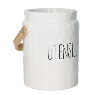  Brandani - Modello: New Age - Contenitore porta utensili da cucina in ceramica - Colore: Bianco - SKU: B51948 - Codice EAN: 8029722519487 