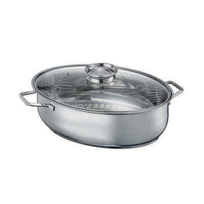  Brandani - Modello: Techno - Cuoci arrosti in acciaio inox e coperchio in vetro - Colore: Acciaio - SKU: B51472 - Codice EAN: 8029722514727 