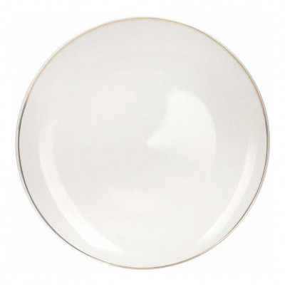 Brandani - Modello: Punto Oro - Piatto da portata in porcellana con parte dorata nel bordo - Colore: Bianco/Oro - SKU: B52637 - Codice EAN: 8029722526379
