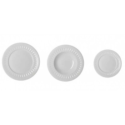  Brandani - Modello: Senzatempo - Set 18 pz servizio di piatti piani, fondi e piattino classici in ceramica - Colore: Bianco - SKU: B52400 - Codice EAN: 8029722524009 