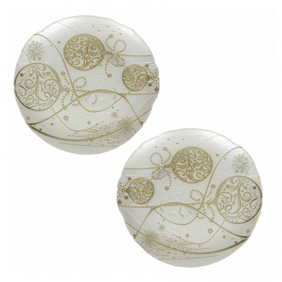  Brandani - Modello: Regalomagia - Set 2 pezzi piattini in vetro - Colore: Bianco/Oro - SKU: B84386 - Codice EAN: 8029722843865 
