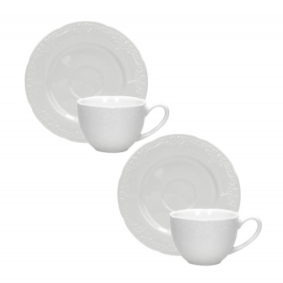  Brandani - Ricordi - Set 2 pezzi tazzina con piattino in ceramica - Colore: Bianco - SKU: B51281 
