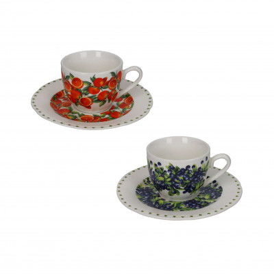  Brandani - Le Primizie - Set 2 pz tazzine da caffè in porcellana Fresh Fruits - Colore: Bianco - SKU: B52682 