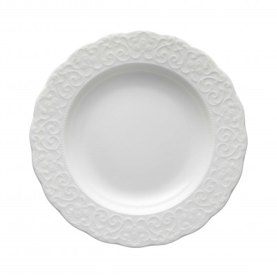 Brandani - Modello: Gran Gala - Set 6 pezzi piatti fondi in ceramica dalle linee classiche ed eleganti - Colore: Bianco - SKU: B53392 - Codice EAN: 8029722533926