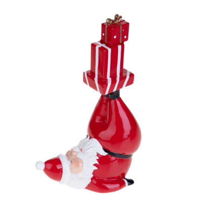  Brandani - Stauina babbo natale equilibrista in resina - Colore: Rosso/Bianco - SKU: B80179 - Codice EAN: 8029722801797 