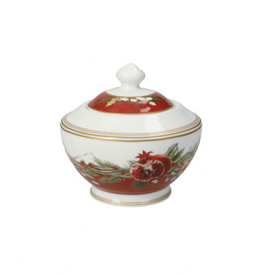  Brandani - Modello: Carol - Zuccheriera in porcellana a tema natalizio - Colore: Bianco/Rosso - SKU: B89964 - Codice EAN: 8029722899640 
