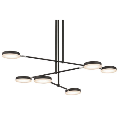  Maytoni - Modello: Fad - Lampadario a LED piccola in metallo e diffusori dal design moderno - Colore: Nero - Attacco Lampadina: Led Integrato - 6 Lampadine - Watt 36W - Lumen 2200 - Dimmerabile: NO - Gradi Kelvin 3000k Luce Calda - Grado di Protezione: IP20 - Classe Energetica: G - SKU: MOD070PL-L38B3K - Codice EAN: 4251110053493 