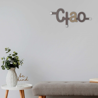 CalleaDesign - Modello: Ciao - Appendino da parete in legno dal design moderno con scritta - SKU: 13-018 