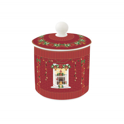  Easy Life - Modello: Festive Avenue - Barattolo con coperchio in porcellana con decoro natalizio - Colore: Rosso - SKU: R1443#FEAV - Codice EAN: 8001544174198 