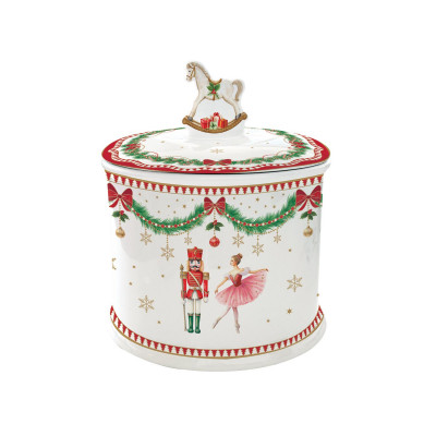  Easy Life - Modello: Magie de Noel - Biscottiera in porcellana con decoro natalizio - Colore: Multicolore - SKU: R1334#MNOE - Codice EAN: 8001544020273 
