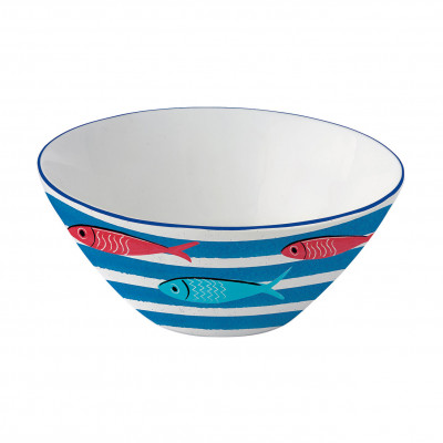  Easy Life - Modello: Sardine's party - Ciotolina in porcellana - Colore: Bianco/Blu - SKU: R2223#SARD 