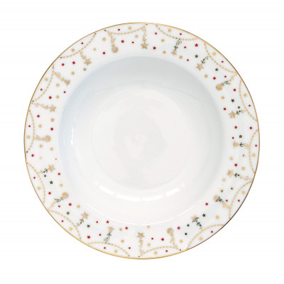 Easy Life - Modello: Christmas Lights - Set 6 Piatti fondi in porcellana a tema natalizio - Colore: Oro - SKU: R0943#CHLI - Codice EAN: 8001544133089