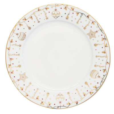  Easy Life - Modello: Christmas Lights - Set 6 PiattI pianI in porcellana a tema natalizio - Colore: Oro - SKU: R0942#CHLI - Codice EAN: 8001544133072 