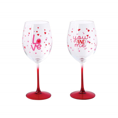  Easy Life - Modello: Cuoricini - Set 2 calici vino in vetro - Colore: Rosso - SKU: R4017#CUOR - Codice EAN: 8001544051772 