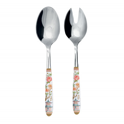 Easy Life - Modello: Jardins D'Orient - Set 2 posate insalata in acciaio con manico decorato - Colore: Multicolore - SKU: R2268#JADO - Codice EAN: 8001544172712