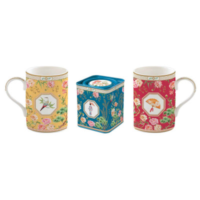 Easy Life - Jardins D'Orient - Set 2 tazze in porcellana e scatola in latta - Colore: Multicolore - SKU: R1497#JADO 