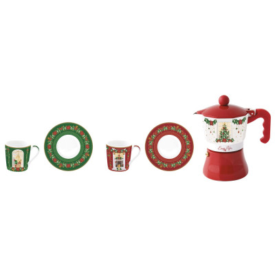  Easy Life - Modello: Festive Avenue - Set con caffettiera e 2 tazze da caffè da 10cl - Colore: Multicolore - SKU: R0134#FEAV - Codice EAN: 8001544174143 