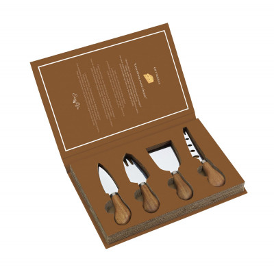  Easy Life - Modello: Gift Novels - Set 4 coltelli da formaggio - Colore: Marrone - SKU: R3272#GIFN - Codice EAN: 8001544176789 