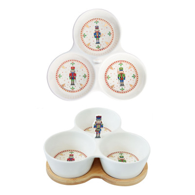  Easy Life - Modello: Nutcracker - Set aperitivo con 3 ciotoline e vassoio in bamboo - Colore: Bianco - SKU: R2181#NUTC - Codice EAN: 8001544121932 
