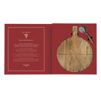  Easy Life - Modello: Gift Novels - Tagliere pizza in legno con tagliapizza - Colore: Rosso - SKU: R3265#GIFN - Codice EAN: 8001544176710 