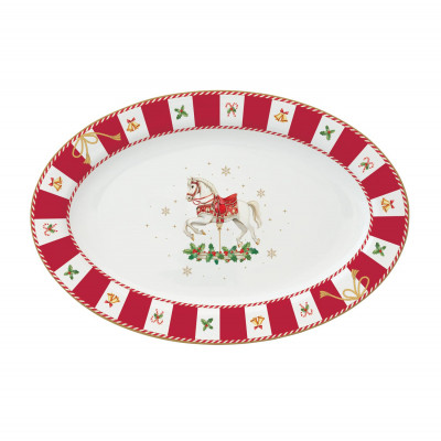  Easy Life - Modello: Christmas Tales - Vassoio ovale in porcellana con decoro natalizio - Colore: Multicolore - SKU: R1116#CTAL - Codice EAN: 8001544174945 