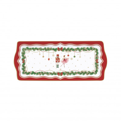  Easy Life - Modello: Magie de Noel - Vassoio rettangolare in porcellana con decori natalizi - Colore: Multicolore - SKU: R1109#MNOE - Codice EAN: 8001544019994 