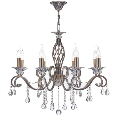  Maytoni - Modello: Grace - Lampadario classico a 8 braccia con pendenti in cristallo e struttura in metallo - Colore: Ottone - Attacco Lampadina: E14 - 8 Lampadine - Watt 60W - Dimmerabile: NO - Grado di Protezione: IP20 - SKU: RC247-PL-08-R - Codice EAN: 4251110017754 
