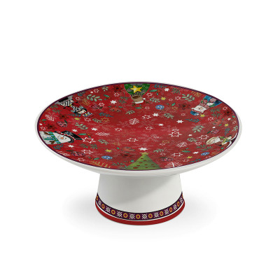  Egan - Alzatina piccola in ceramica con decorazione Natalizia - Colore: Rosso - SKU: 120077 - Codice EAN: 8052278333726 