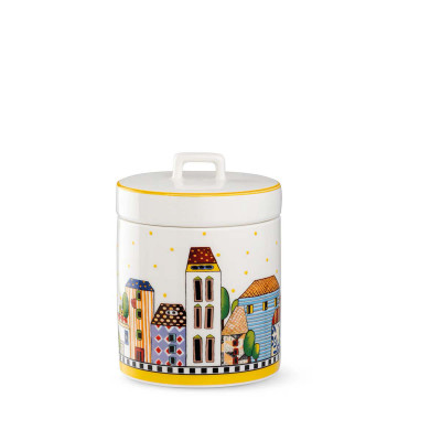  Egan - Modello: Paese Mio - Barattolo in ceramica con coperchio - Colore: Giallo - SKU: 121073 - Codice EAN: 8055267588787 
